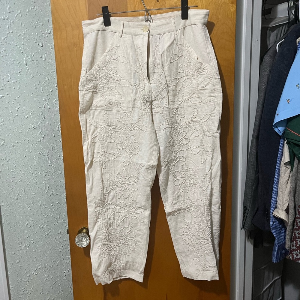 Women’s Embroidered Linen Pants - Picture 2 of 7